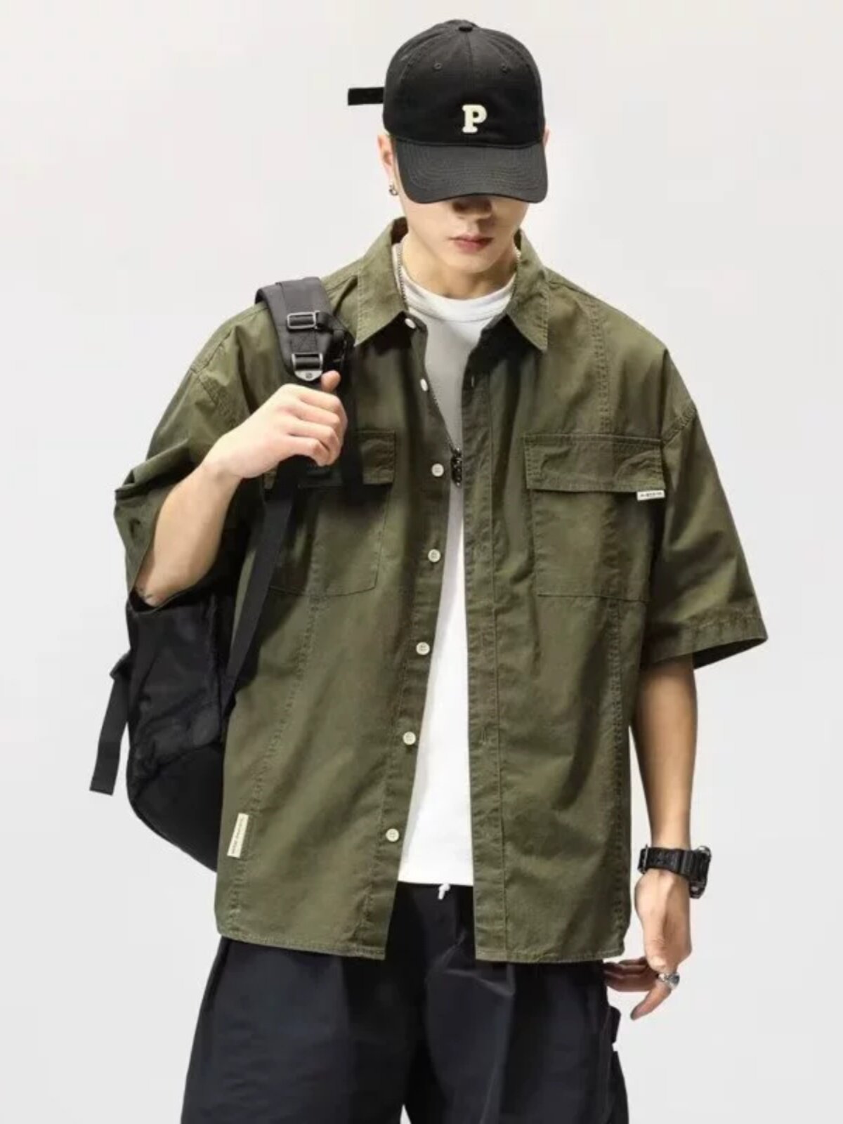 Men’s Workwear Short Sleeve Shirt – Relaxed Fit Button-Up Casual Summer Shirt
