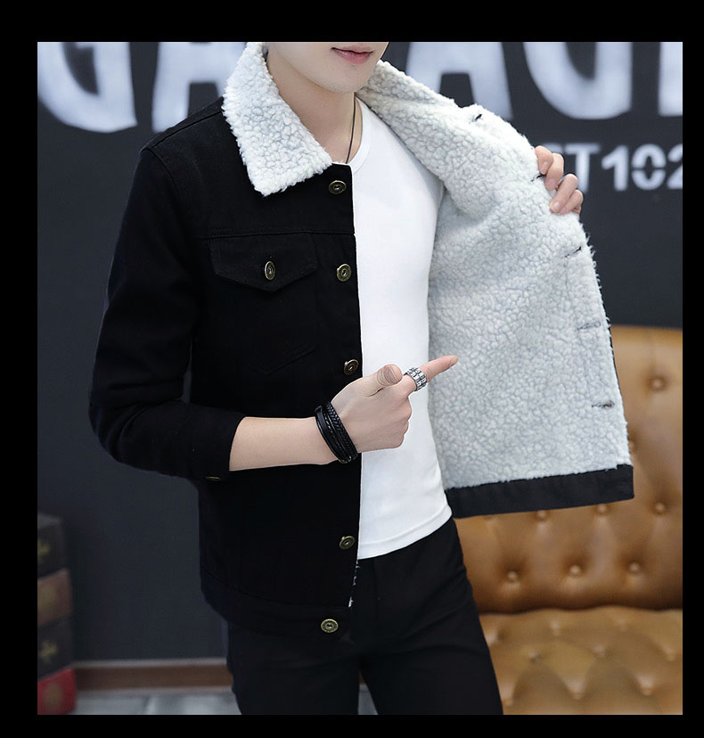 Mùa đông cộng với áo khoác denim nhung dày phiên bản nam Hàn Quốc của áo khoác mỏng đẹp trai mùa thu hoang dã mẫu áo khoác nam đẹp 2019