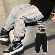 Boys with velvet pants for children in the autumn and winter 2022 children Han version of leisure warm sweater pants for children with air wool pants