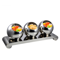 Multi-purpose European stainless steel diagonal bowl hot pot bowl sauce bowl buffet seasoning bowl spherical Peel whole set Bowl