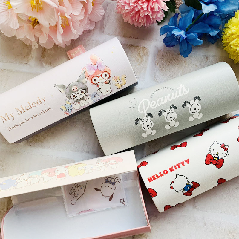 Japanese Kamio Japan Sanrio Cartoon Character Glasses Case Kitty Kuromi Snoopy