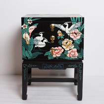 Yanzhou Paint Factory Classical Furniture Painted Flower Birds Three Pumps Cabinets Cellhouse Decorator