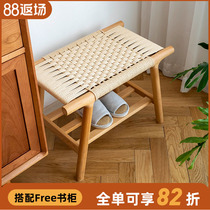 Senshin Nordic Solid Wood Change Shoes Stool Household Insert Clothing Room in Shoes Stool for Childrens Weaving Stool