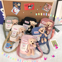 Cartoon Bear shoulder bag girl shoulder bag cute girl small satchel canvas bag travel wild accessories bag
