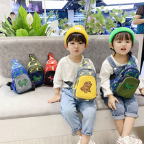 Children Korean version of dinosaur chest bag cute baby shoulder Cross bag casual canvas boys and girls backpack