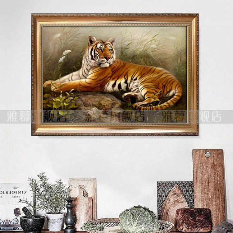 New printed DMC cotton thread cross stitch kit full embroidered horizontal version Chinese living room dining room Animal wolver