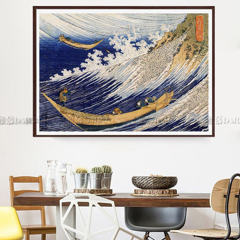 New printed DMC cotton thread cross embroidered living room dining room scenic name Japan Ge decorated North Eid