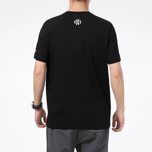 Adidas, летняя баскетбольная черная спортивная футболка с коротким рукавом для тренировок