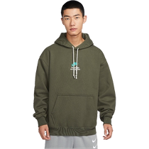 Nike Mens New Autumn Loose and Versatile Daily Hooded and Velvet Sweatshirt Sports Pullover FV4024-325