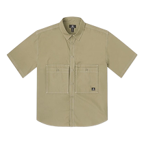 Converse summer mens retro workwear style multi-pocket woven short-sleeved shirt 10026433-A02