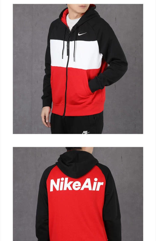 Áo khoác Nike Nike nam cộng với cashmere mùa đông mới có mũ trùm đầu khâu áo khoác thể thao giản dị CJ4820-010 - Áo khoác thể thao / áo khoác