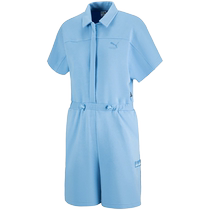 PUMA Jumpsuit Womens 2023 Summer New Workwear Retro Casual Short-Sleeved Jumpsuit 621935-93