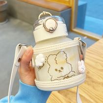 Puff-poush-Serge Cup Ins High Face Value Online Red New Student Cute Brief About Small Portable Heat-Proof Fall Cup