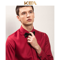 KEA mercerized cotton long sleeve French shirt men cufflinks groom best man married slim red cotton shirt wedding