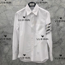 Japan Thom Browne 19 autumn winter stitching contrast four bar logo casual shirt