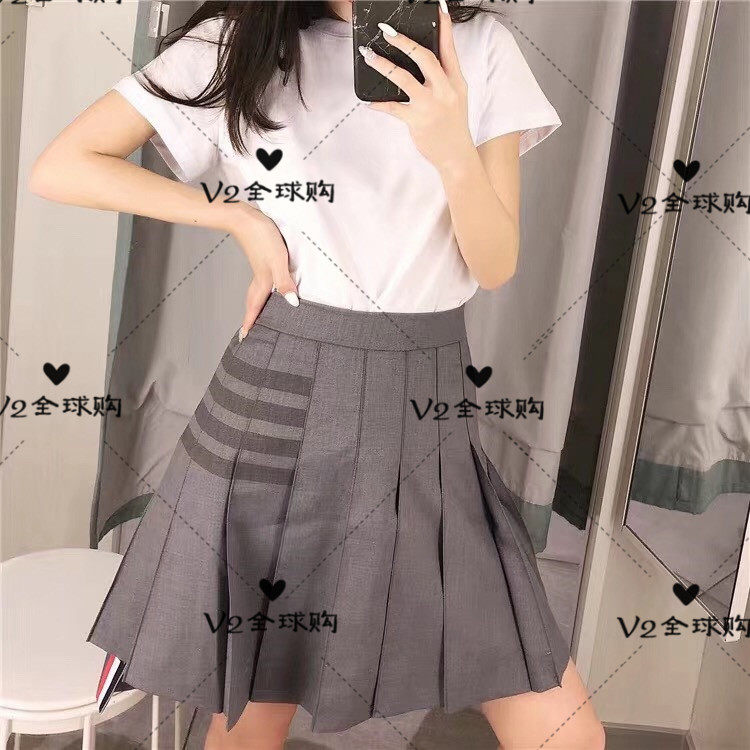 (V2) thom browne 19 spring summer TB irregular centenfold skirt front striped short skirt half body dress