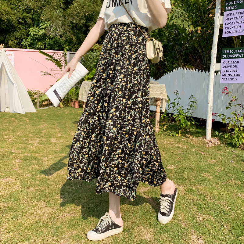Broken Flowers Half Body Long Skirt Woman Summer 2022 New High Waist Display Slim Loose Shade A Character Skirt Snowspun Half Body Dress
