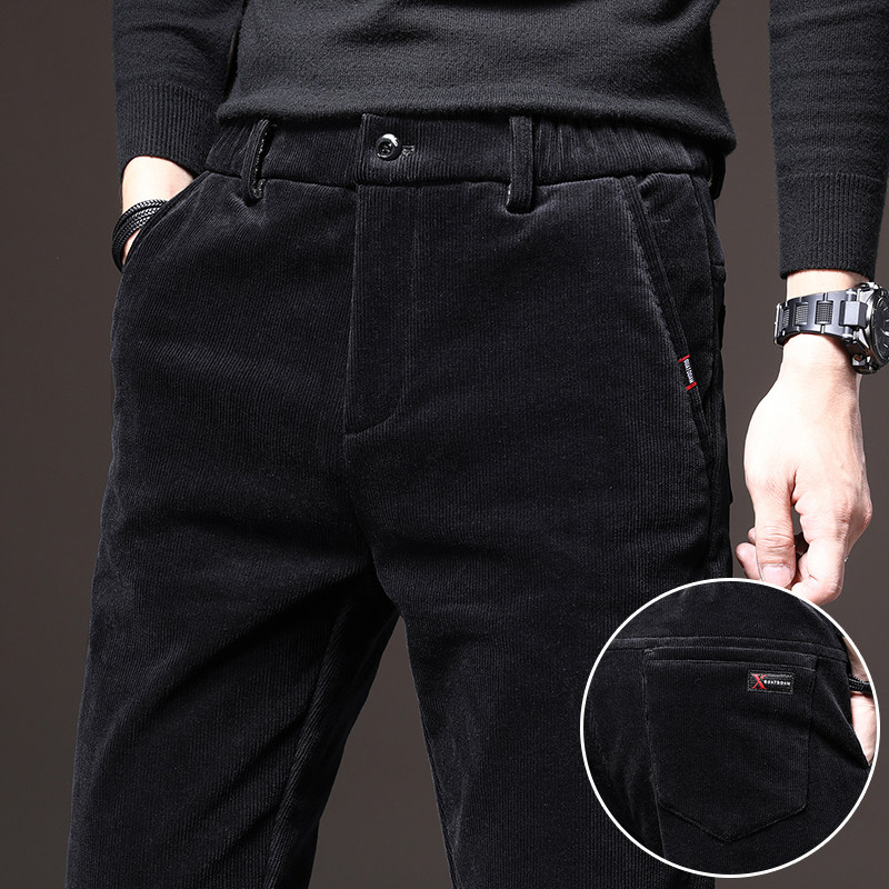Premium corduroy pants Men's spring and Autumn slim straight men's Korean version of the trend versatile casual pants velvet trousers