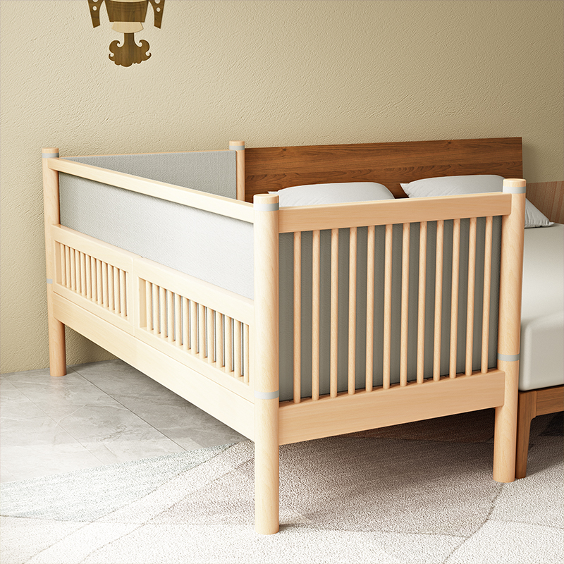 Solid wood children's bed baby baby small bed stitching big bed widened side bed with guardrail boy and girl single custom