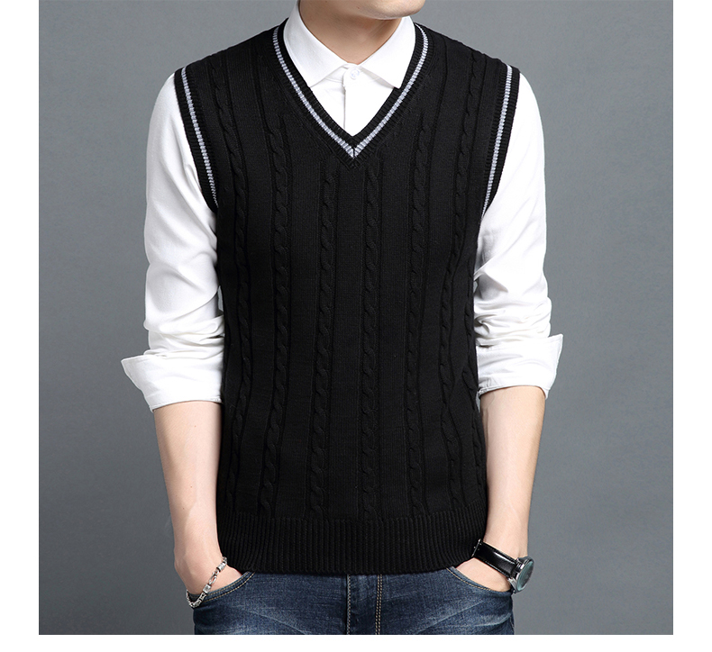 Xuân nam Thu đông vest nam phiên bản Hàn Quốc của nam giới Slim nam áo len cổ chữ V không tay áo len nam vest áo vest nam hàn quốc trẻ trung
