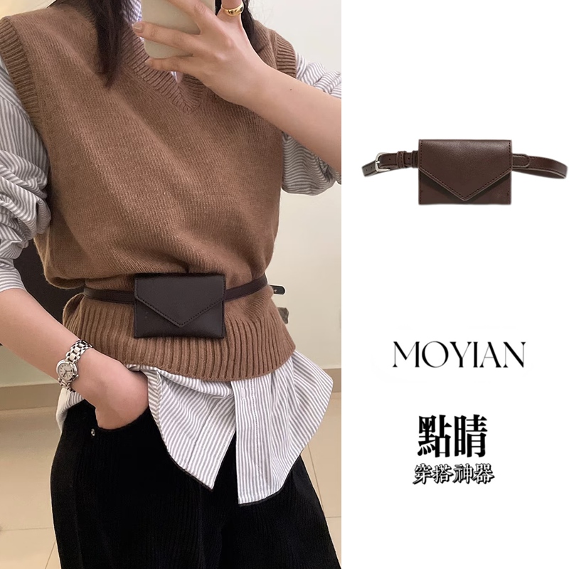 Retro Mini Waist Bag Accessories Belt Korean Style Casual Versatile Fashion Belt Waist Chain Hanging Bag Mini Small Square Bag
