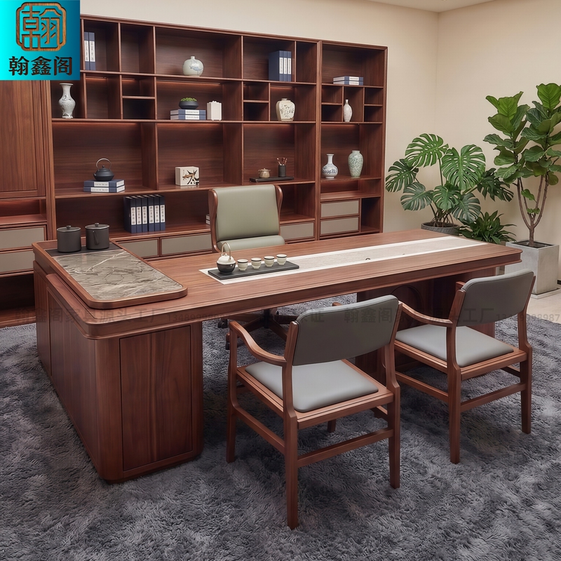 New Chinese-Style Solid Wood Tea Table and Chair Set, Modern Minimalist Zen Tea Room Tea Table, Tea Table for Office and Home Use