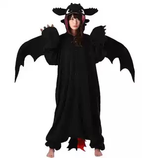 Toothless Tames the Dragon, Black Dragon, White Dragon Halloween Costume for Adults, Men and Women, Cosplay Anime Cartoon One-Piece Pajamas for Performance Toothless Tames the Dragon, Black Dragon, White Dragon Halloween Costume for Adults, Men and Women, Cosplay Anime Cartoon One-Piece Pajamas for Performance
