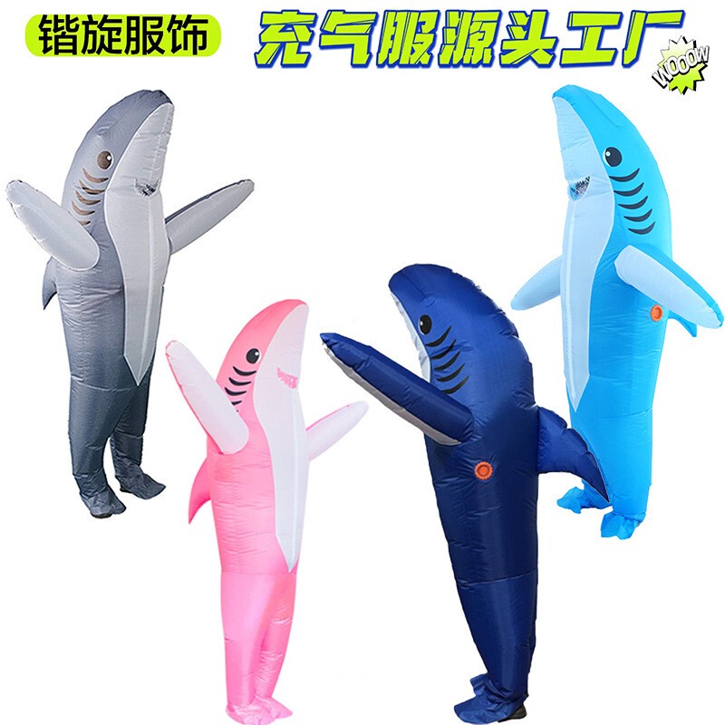 Halloween Ocean Cosplay Dolphin Cartoon Mascot Shark Inflatable Costume Festival Stage Walking Performance Props