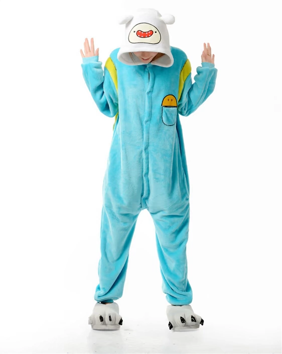 Finn phim hoạt hình động vật một mảnh đồ ngủ nam và nữ nhung đôi san hô Fara Finn kigurumi những người thân