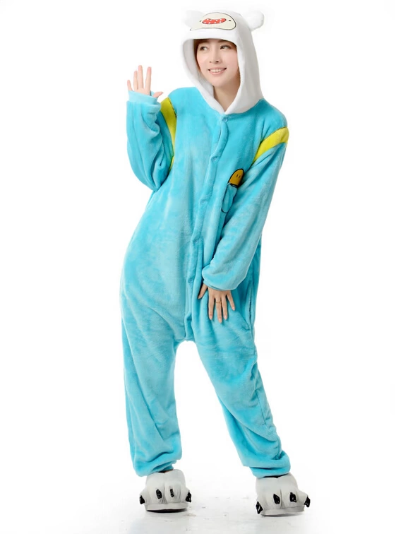 Finn phim hoạt hình động vật một mảnh đồ ngủ nam và nữ nhung đôi san hô Fara Finn kigurumi những người thân