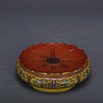 Daqing Yongzheng pastel gold Lotus holder pot tea tray old handmade official kiln antique porcelain antique collection