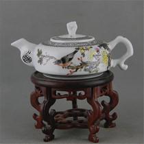 Republic of China pastel flower and bird map kung fu teapot (Zhang Shibao works) antique porcelain antique old Collection