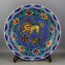 Yuan Dynasty cloisonne enamel color pinching silk lotus flower lion pattern lion pattern porcelain plate imitation unearthed old goods ancient porcelain antique collection