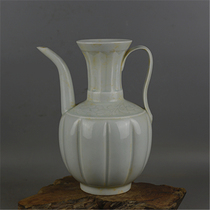 Song Hutian Kiln hand-engraved green glaze melon ribs to make old imitation unearthed ancient porcelain antiques collection ornaments