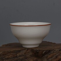 Fine Ru kiln moon white glaze three degrees Cup kung fu tea cup full handmade agate glaze antique porcelain antique collection ornaments