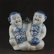 Jingdezhen Sculpture Porcelain Blue and White and Hexian Porcelain Statues Fujian Guild Hall Inlocated Ancient Porcelain Factory Collection Antiques