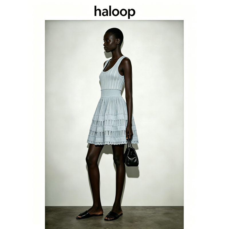 Haloop Song Yanfei Style Sleeveless Knit Camisole Dress for Women, Summer 2026 New Small Dress