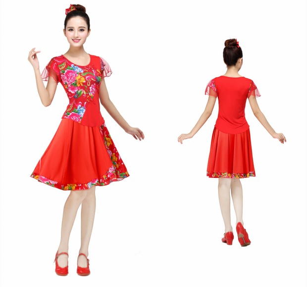 Trang phục khiêu vũ ánh nắng mặt trời tập hợp mùa xuân và mùa hè ngắn tay cho phụ nữ - Khiêu vũ / Thể dục nhịp điệu / Thể dục dụng cụ giày khiêu vũ sagadance