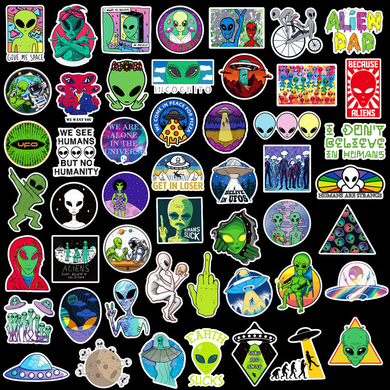 50-Pack of Amazon's Popular Alien Ufo Luggage, Skateboard, and Notebook Stickers 50-Pack of Amazon's Popular Alien Ufo Luggage, Skateboard, and Notebook Stickers