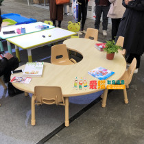 Kindergarten Moon Table Fire Protection Board Moon Teeth Table Early Education Training Table And chaises Children Play Table Can Lift And Work Table