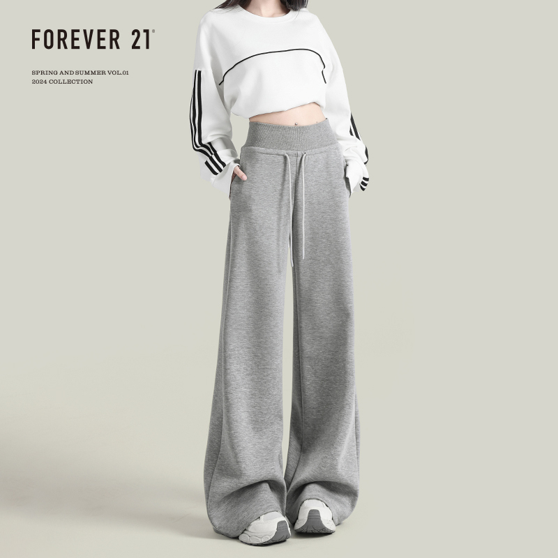Forever 21 American-Style Gray Wide-Leg Casual Sweatpants for Women, New Spring Loose High-Waisted Straight-Leg Sports Pants Forever 21 American-Style Gray Wide-Leg Casual Sweatpants for Women, New Spring Loose High-Waisted Straight-Leg Sports Pants