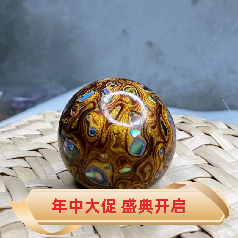 Large Lacquer Gold Spirit Buddha Beads Bracelet Wenwan Duobao Loose Beads Niche Reborn Trend Rhino Leather Lacquer Inlaid Craft Gift Ornament