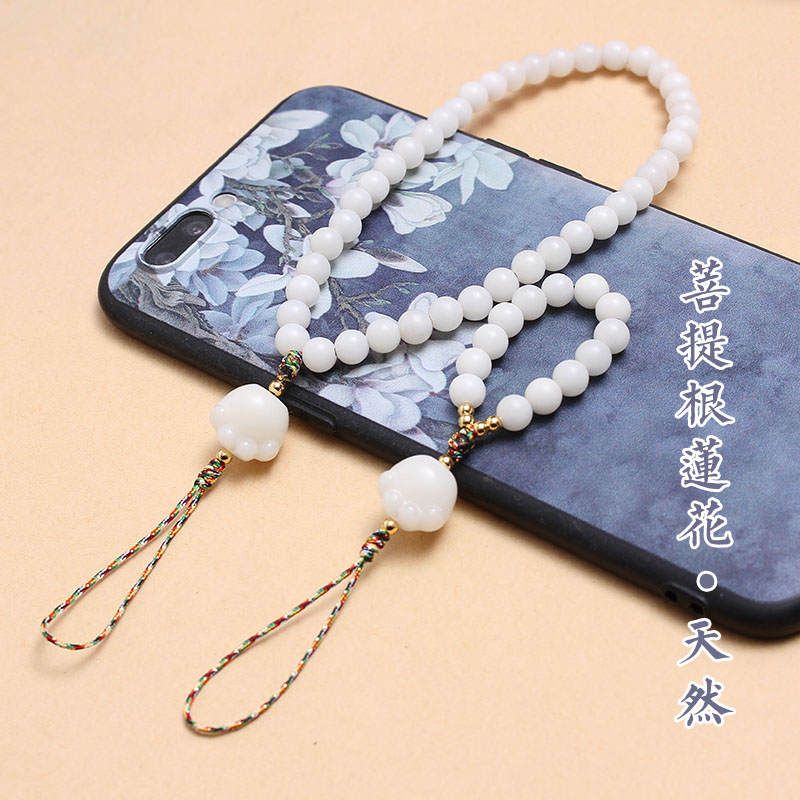 Bodhi root cat claw wrist mobile phone chain pendant hand-woven anti-lost lanyard anti-drop anti-fall retro short Buddha pendant