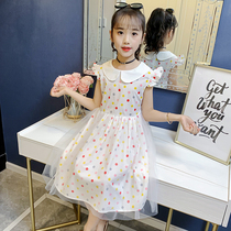 Girls floral dress 2021 new summer childrens short sleeve cotton dress little girl summer long dress doll dress