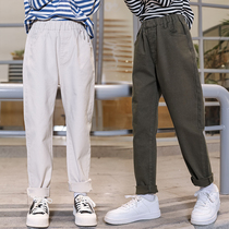 Girls  pants 2021 new spring big childrens foreign style radish pants casual big childrens Harun pants sports pants