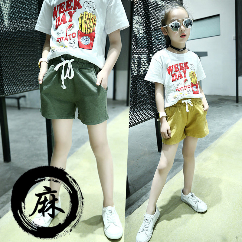 Girl Shorts 2022 New Summer Mounted Tide Children CUHK Children's Pants Casual Pants Foreign Pie Cotton Fashion Trendy Hot Pants