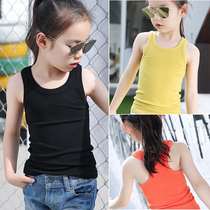 Girls T-shirt 2021 new summer dress halter cotton sleeveless children in the big children Foreign style pullover vest top