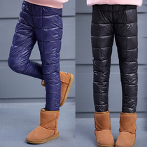 Girls  pants thickened cotton pants 2021 new medium and large childrens light down jacket cotton pants winter warm pants