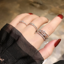 Japan and Korea flash diamond meteor three - piece set open - mouth diet finger inlaid ring female network red personality tide ring