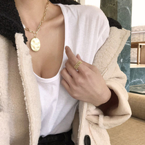 Korean in Red Red Red Personality of pure ferrous metal circle neck neck neck jewelry female